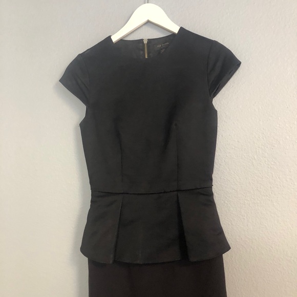 Ted Baker Black Lenci Midi Peplum Dress - Size 0 - Picture 8 of 14